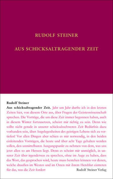 Bild zu Aus schicksaltragender Zeit von Rudolf Steiner