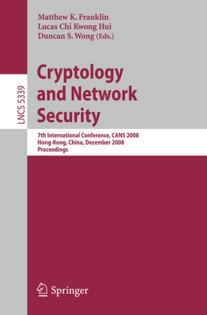 Bild von Cryptology and Network Security von Matthew (Hrsg.) Franklin