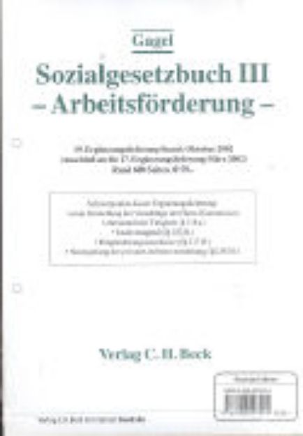 Bild von 19. Ergänungslieferung - Sozialgesetzbuch 2 / 3. Grundsicherung und Arbeitsförderung