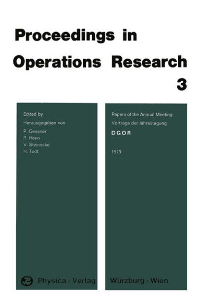 Bild zu DGOR Papers of the Annual Meeting 1973 / Vorträge der Jahrestagung 1973 von P. (Hrsg.) Gessner