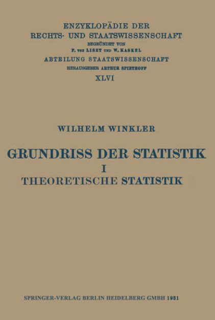 Bild von Grundriss der Statistik I Theoretische Statistik von Wilhelm Winkler