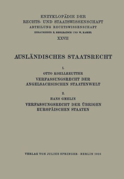 Bild von Ausländisches Staatsrecht von Otto Koellreutter