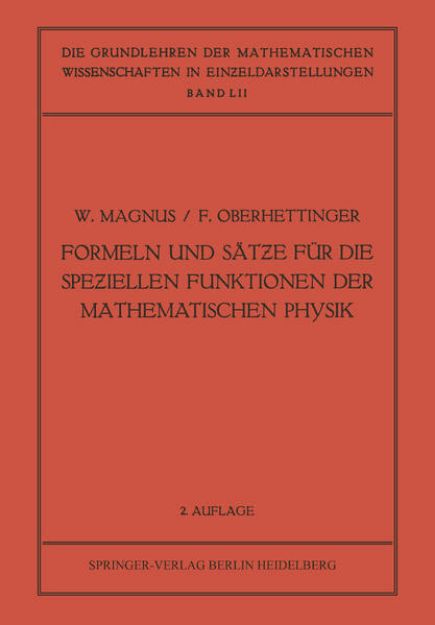 Bild von Formeln und Sät¿e für die Spe¿iellen Funktionen der Mathematischen Physik von Fritz Oberhettinger