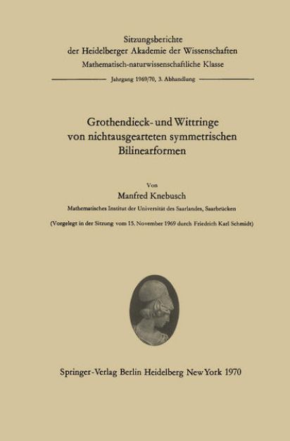 Bild von Grothendieck- und Wittringe von nichtausgearteten symmetrischen Bilinearformen von Manfred Knebusch