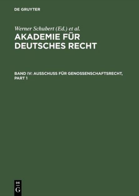 Bild von Ausschuß für Genossenschaftsrecht von Werner (Hrsg.) Schubert