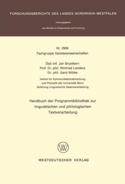 Bild von Handbuch der Programmbibliothek zur linguistischen und philologischen Textverarbeitung von Jan Brustkern