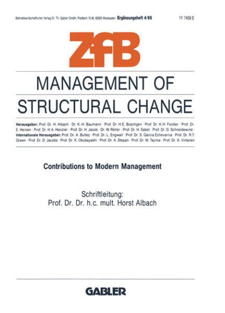 Bild von Management of Structural Change von Horst (Hrsg.) Albach